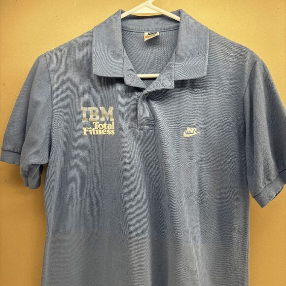 Vintage Nike IBM Collab 70s Nike Polo with IBM Fitness Center Rare Mens M - Picture 12 of 14